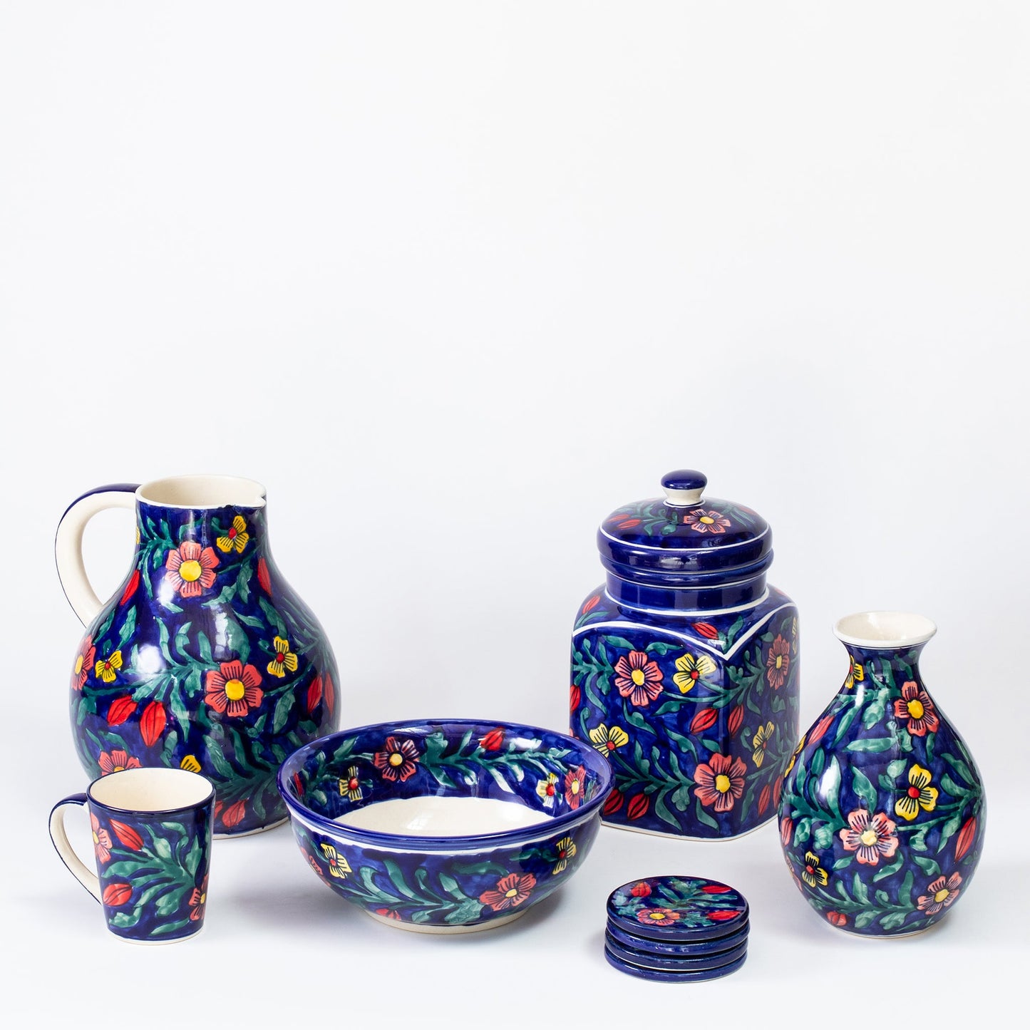 Extra Large Pitcher - Floral Cobalt