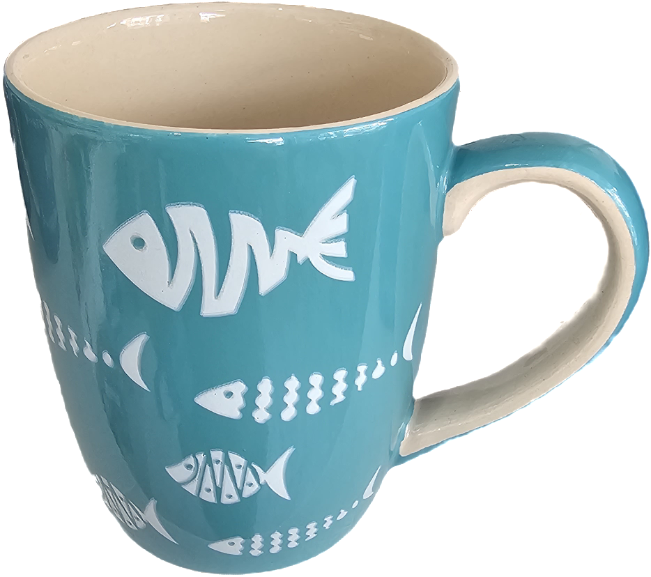 Mug with Fish design - (Sea green)